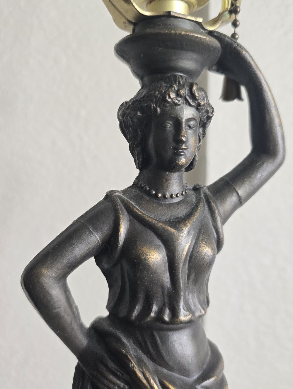 Brass Art Decco Victorian Lamp Standing Woman - Picture 3 of 8